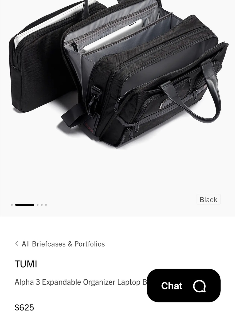 Tumi Black Expandable Organizer Briefcase